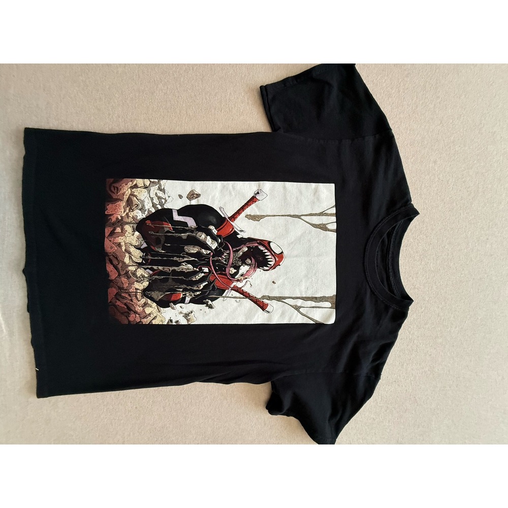 Marvel Comics Venomized Deadpool Graphic T-Shirt Black Mens Small S